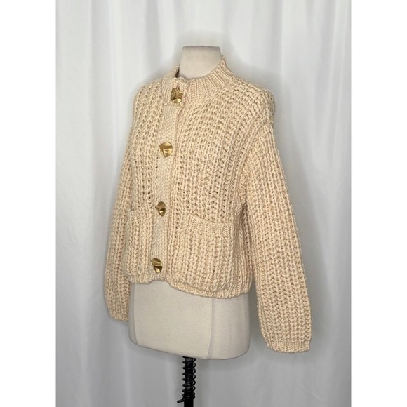NWT!! ZARA Chunky Knit Cardigan Sweater Solid Ivory Blogger Favorite Small - Picture 7 of 16